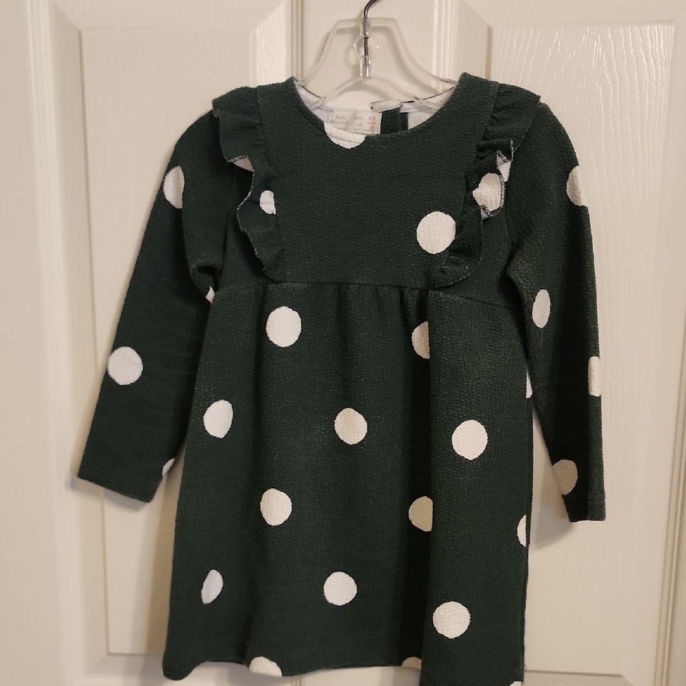 Zara Green Polka Dot Kids Dress